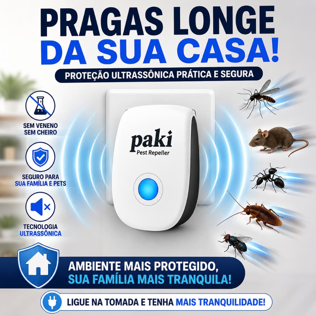Repelente Eletrônico Ultrassônico Mosca Pernilongos Baratas