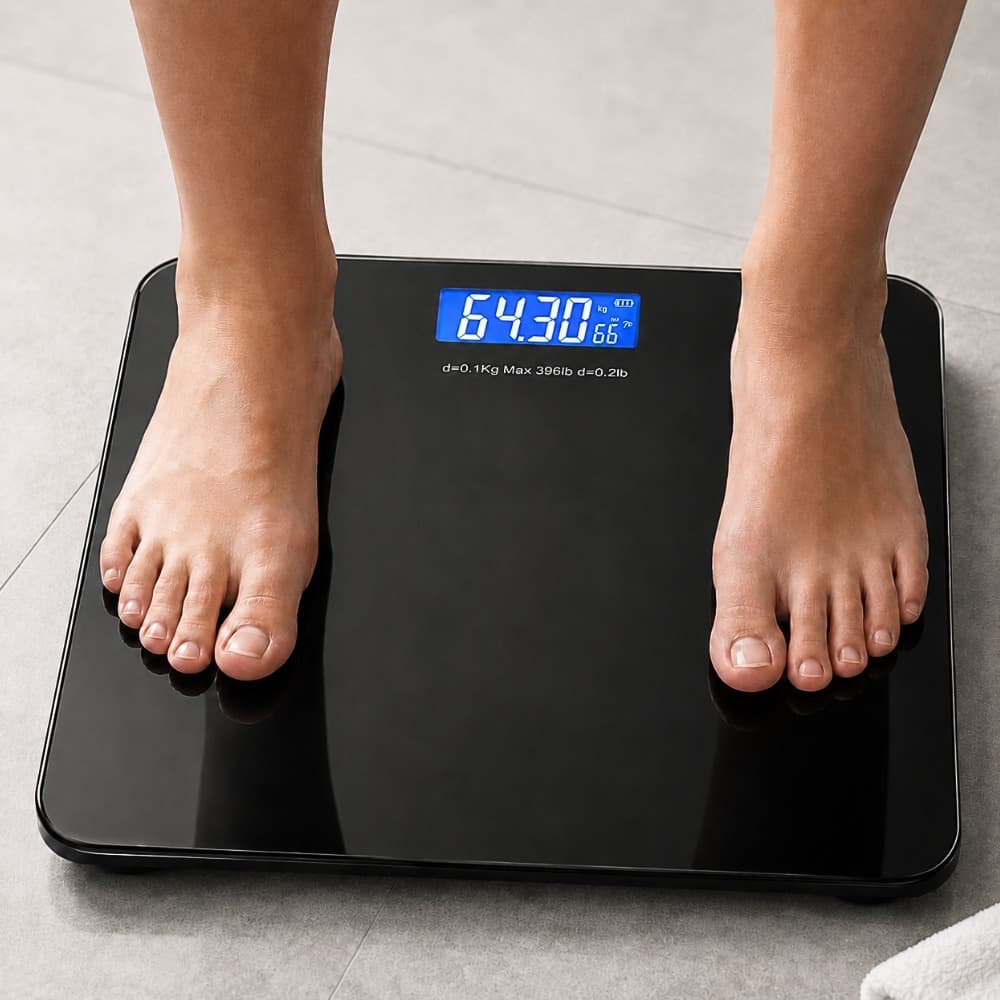 Balança Corporal Digital Até 180kg Vidro Temperado Preto Premium Display LCD
