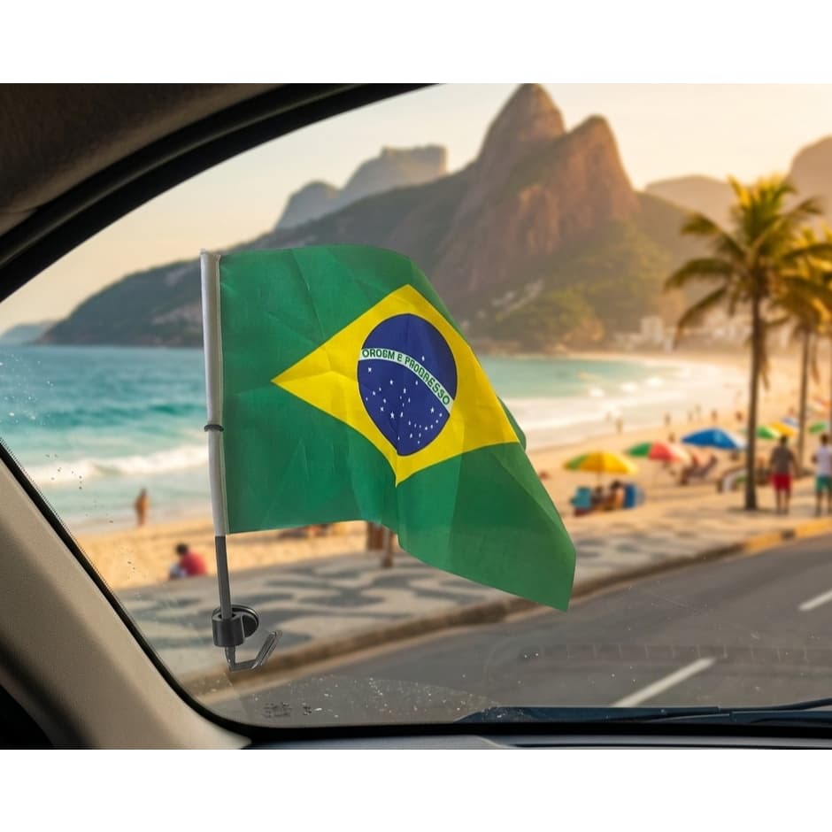 Bandeira Brasil Para Carro Copa Do Mundo  Torcida Seleção Brasileira
