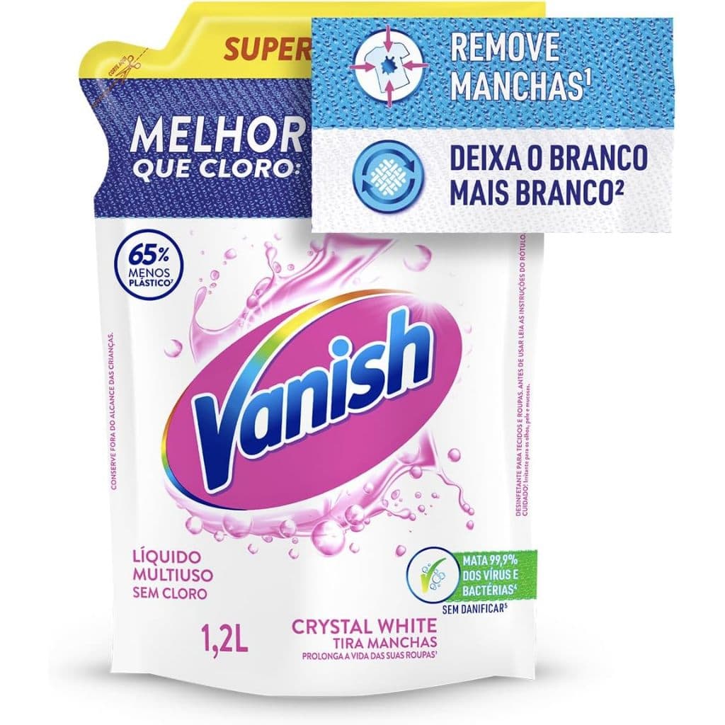 Vanish Tira Manchas Líquido Crystal White para Roupas Brancas 1,2 L