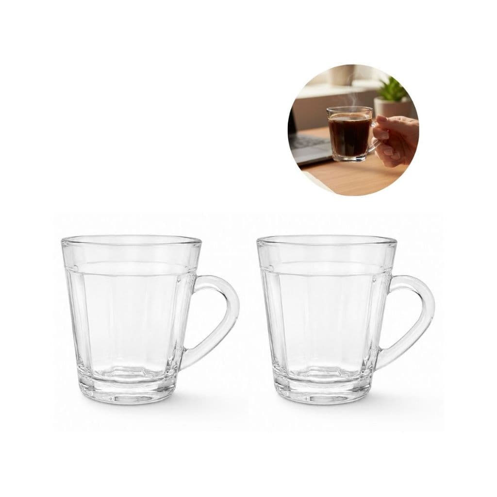 Jogo Com 2 Xícaras De Café 90ml Em Vidro Resistente Design Moderno Para Servir Café Expresso