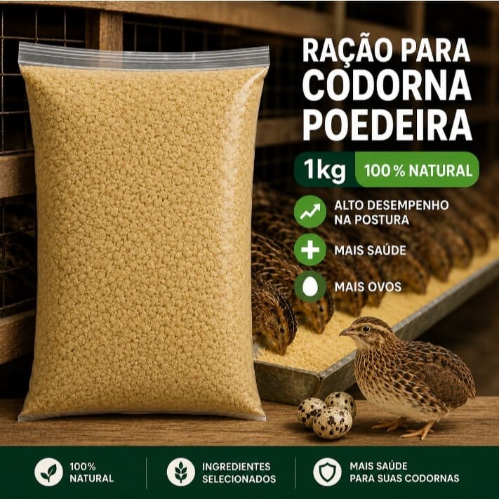 Ração Premium para Codornas Poedeiras – Aumente a Produção com Saúde!  - 1kg