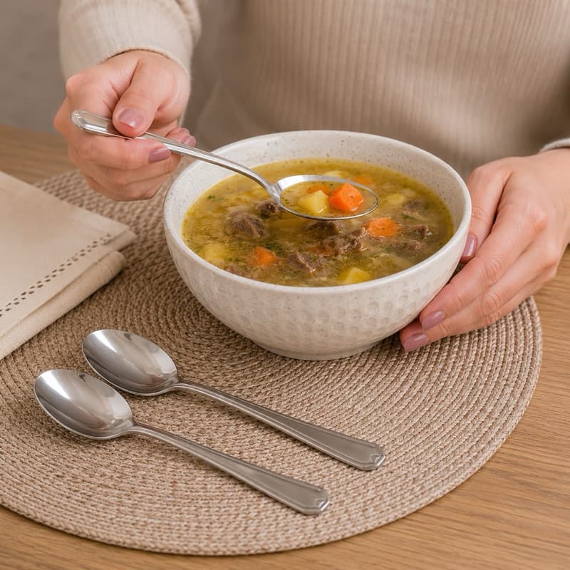 Kit de Colher de Mesa Inox – Utensílio Resistente e Indispensável para Refeições, Sobremesas e Uso Diário Casa W