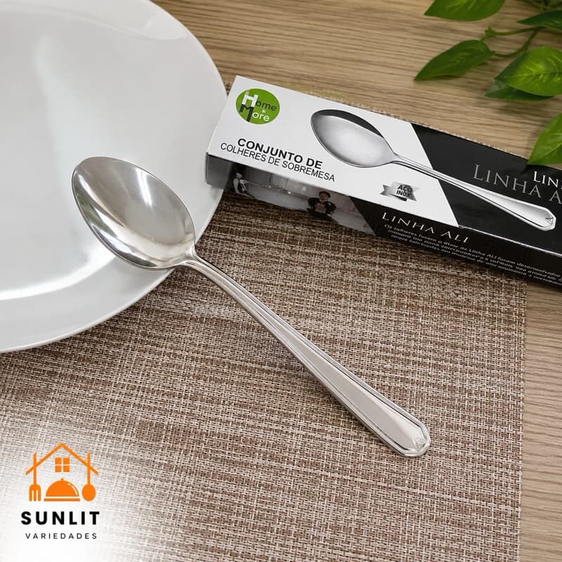 Colher de Sobremesa Inox Resistente e Essencial para Doces, Sobremesas e Uso Diário q