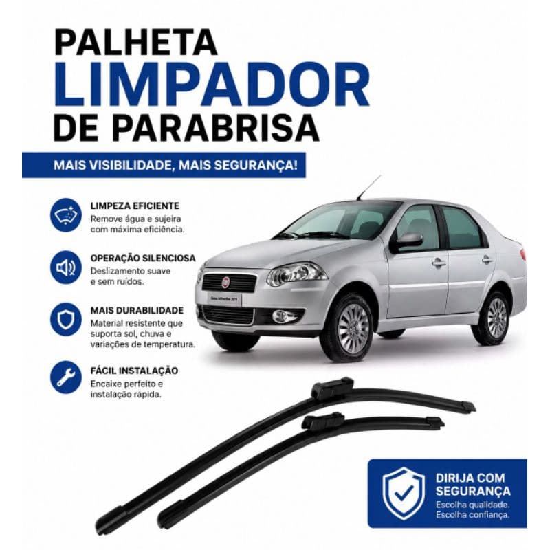Par de Palheta Limpador de Parabrisa Dianteiro do Siena 1994 até 2011
