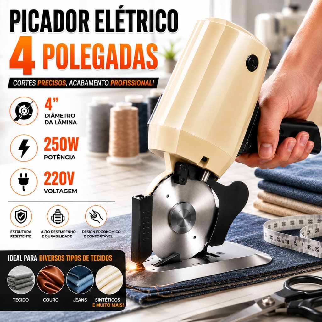 220V Máquina Corte Lanmax Cortar Tecidos Octogonal 4 Pol. 250w