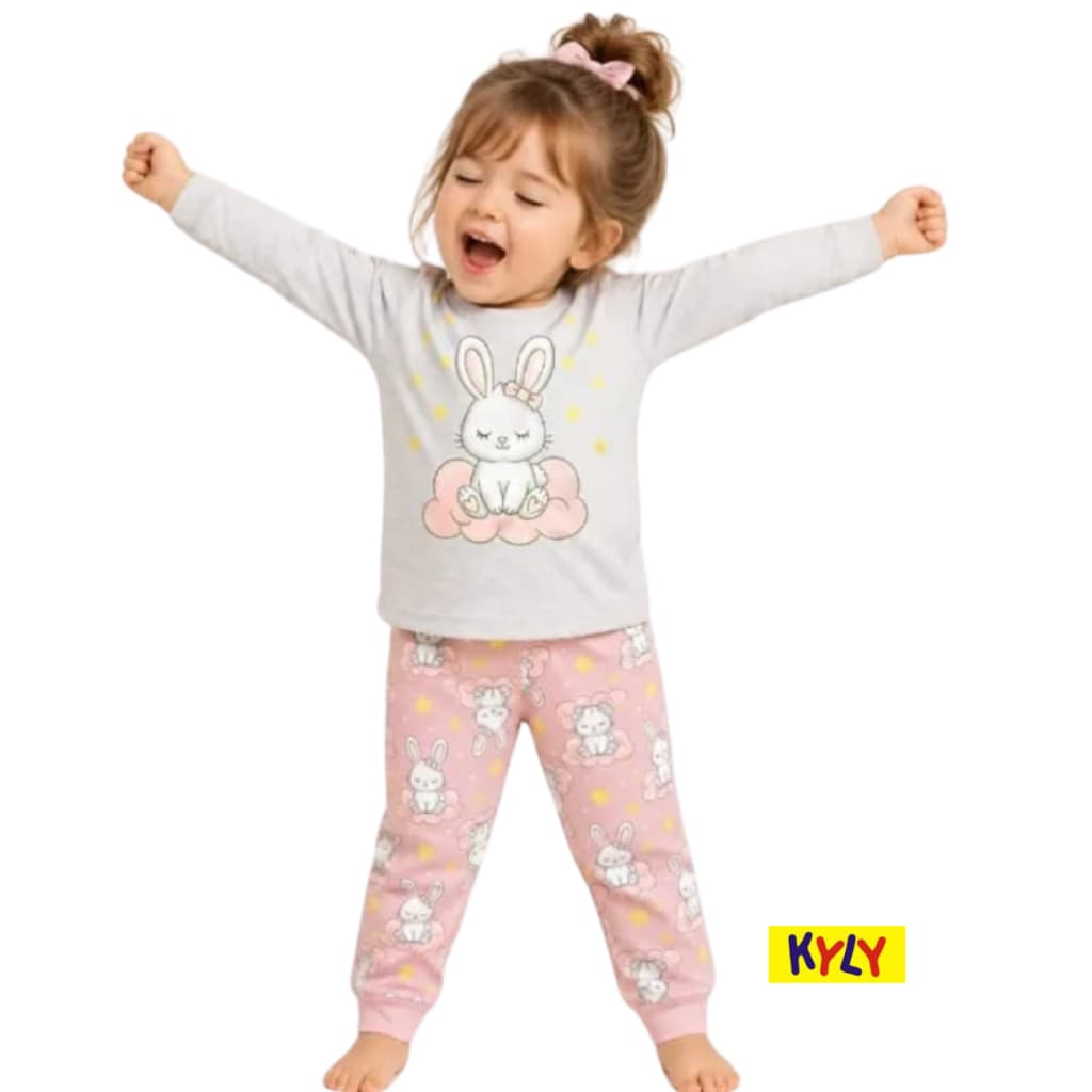 Pijama infantil moletom flanelado menina Kyly tamanho 1 ao 3 1001639