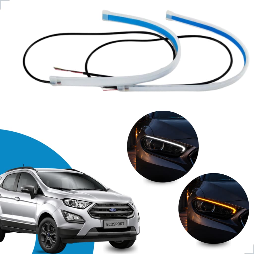 Kit Fitas Led DRL Farol + Seta 12v 60cm Ecosport 2011 2012