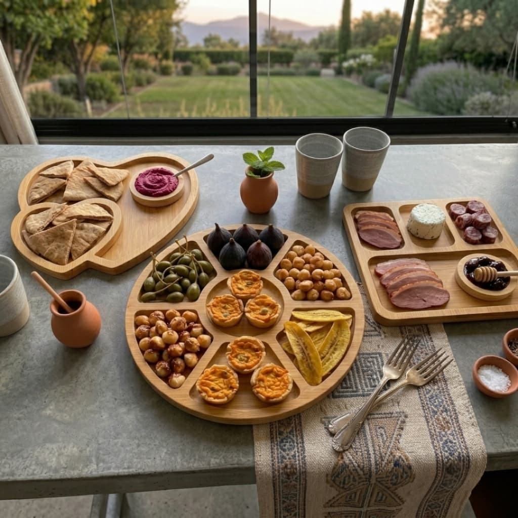 Tábua Petisqueira Bandeja Com Divisórias P/ Frios Petiscos Gourmet Aperitivo Em Madeira