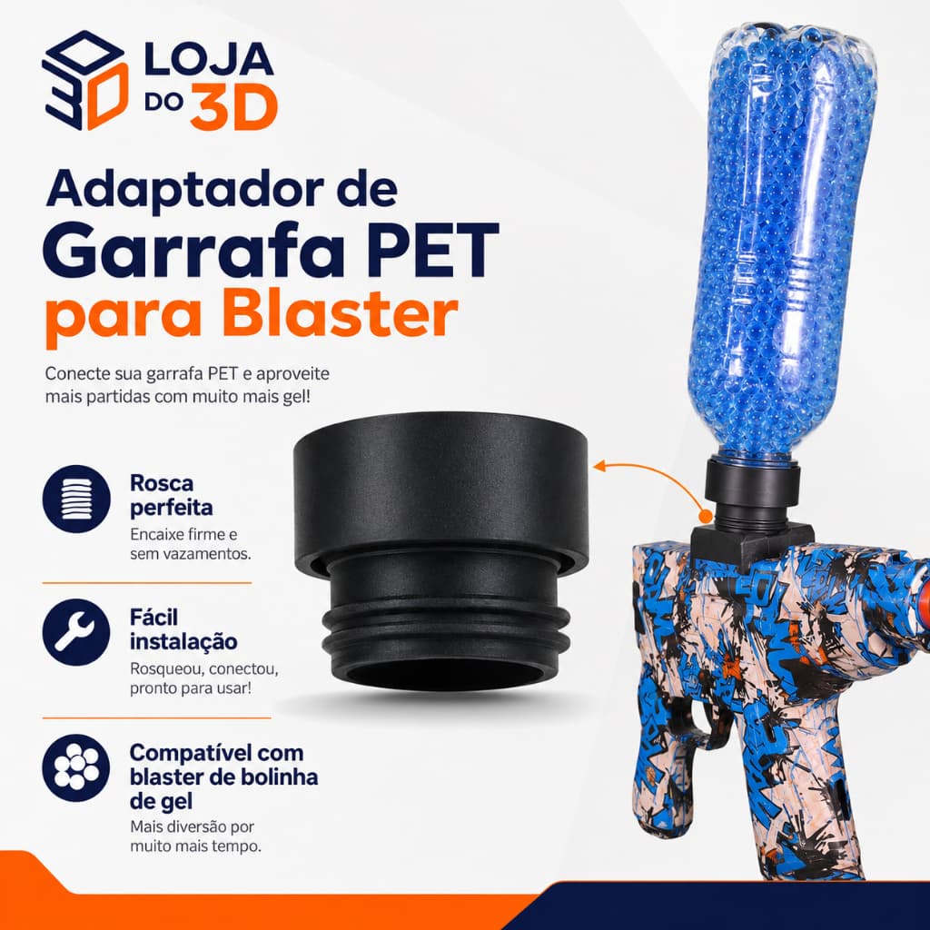 Adaptador de Garrafa PET para blaster Lança Bolinhas De Gel Elétrica Arminha de gel AK47 MP5
