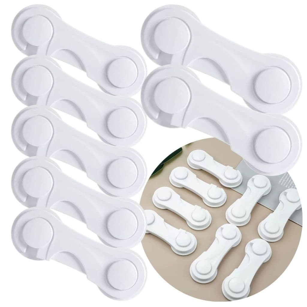 Kit 20 Trava Fecho Para Gaveta Branco Armário Protetor Segurança Bebê Criança Multiuso De Plástico
