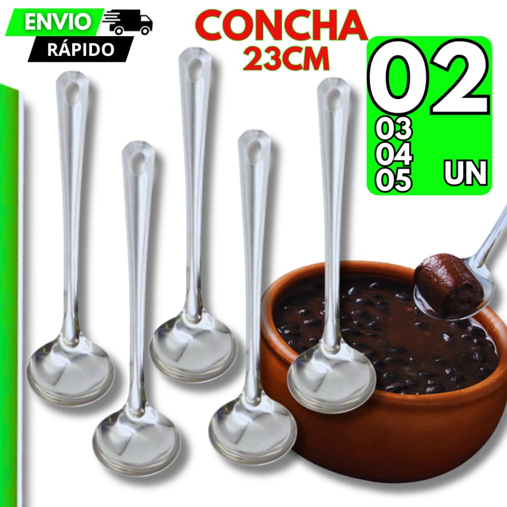05/4/3/2 Un Concha Inox Pra Servir Feijoada Sopa Confeitos Sorveteria Molho Caldo