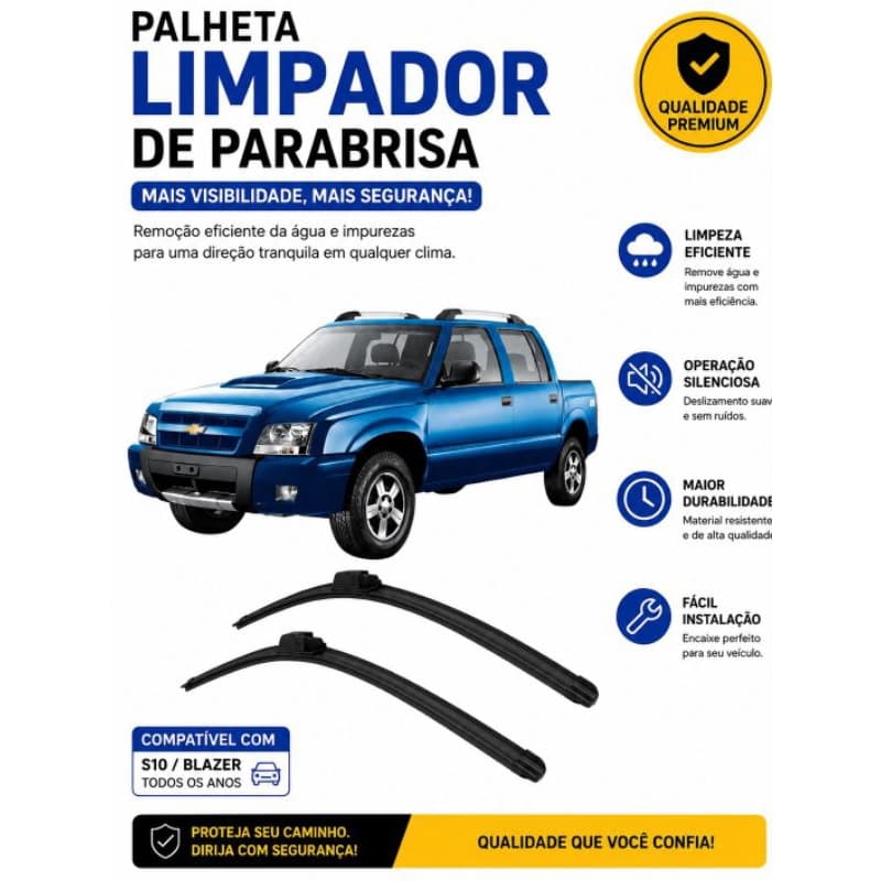 Par de Palheta Limpador de Parabrisa Dianteiro do Chevrolet S10 1985 Até 2011