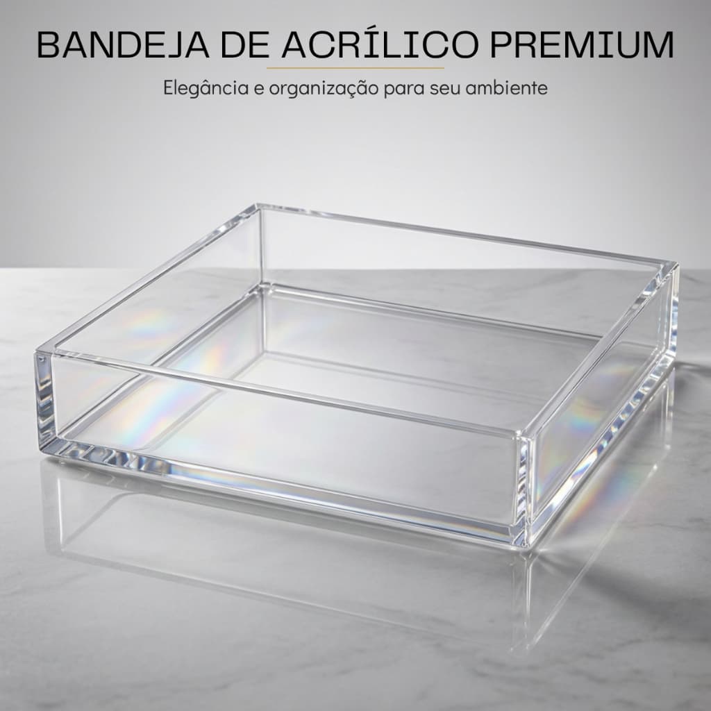 Bandeja Decorativa Acrílico Transparente Luxo Organizador Moderno