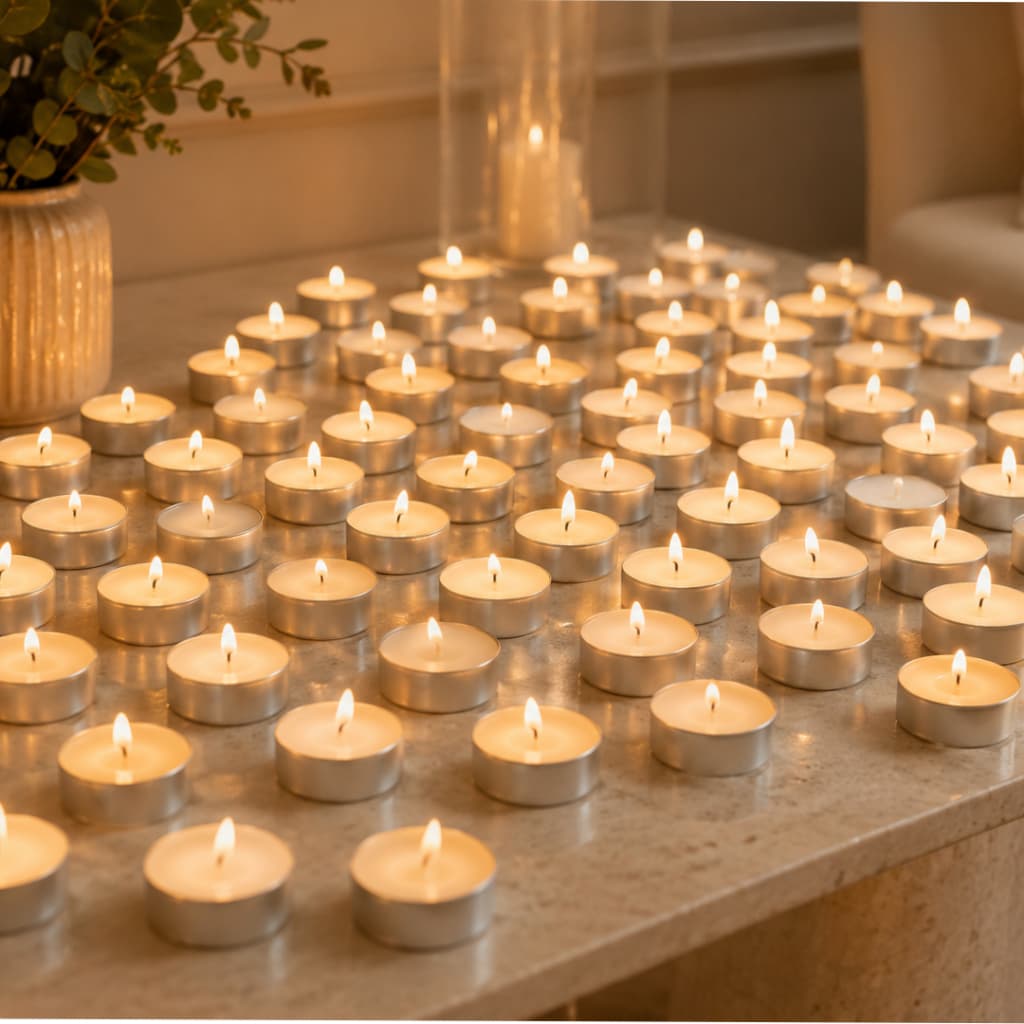 50 Velas Estilo Rechaud Com Suporte Em Alumínio Branca