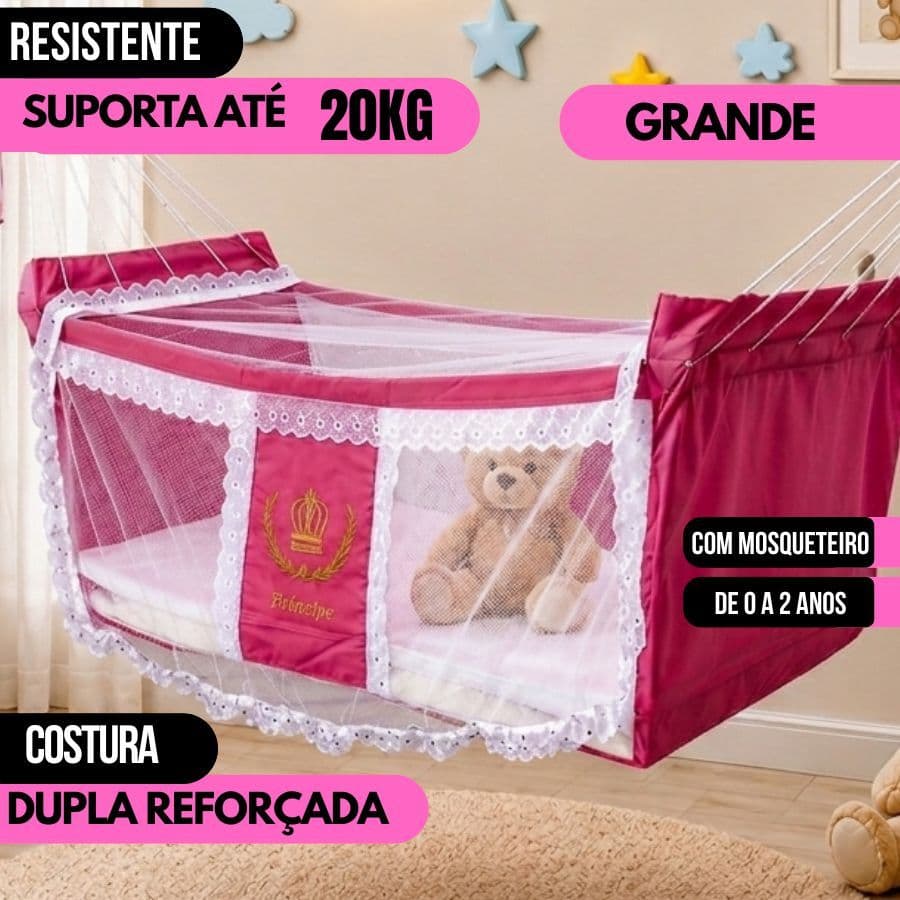 Rede Berço Bebe Com Mosquiteiro Acolchoado Portátil - Promoção