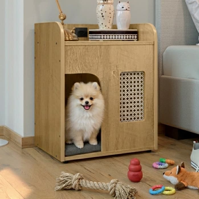 Mesa De Cabeceira Para Pet Casinha De Cachorro Gato Moderna Clean -Cor Cinamomo