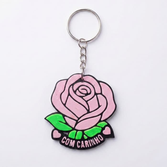 Kit Chaveiro Rosa “Com Carinho” – Lembrancinha Fofa para Aniversários e Datas Comemorativas