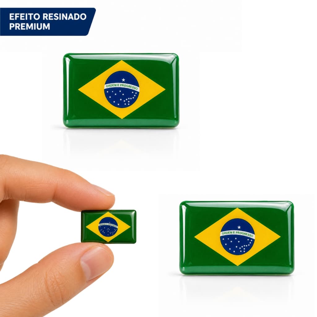 Adesivo 3D Resinado Bandeira do Brasil Tamanho Pequeno 2,3x1,5cm