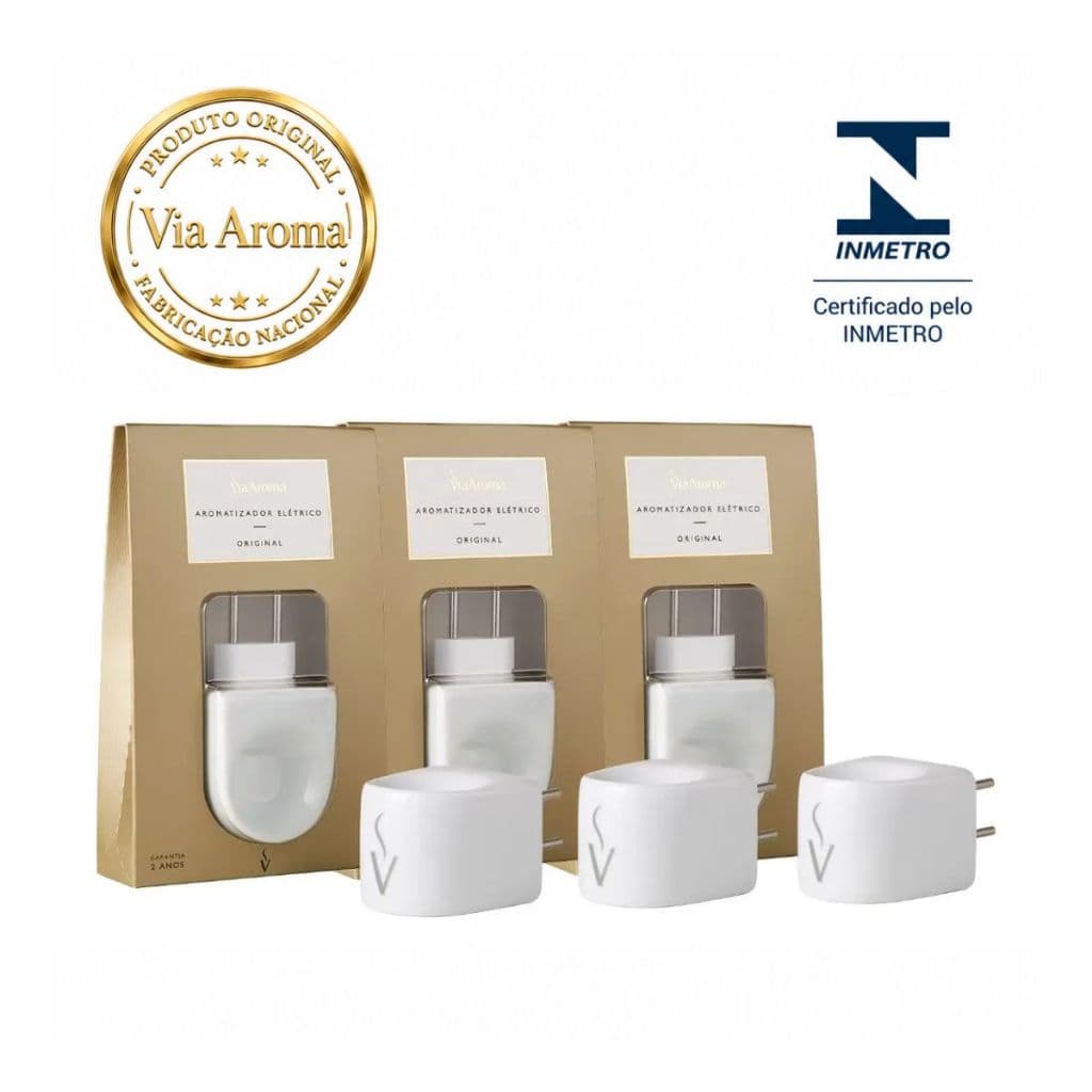 Kit 3 Difusor Aromatizador Elétrico Porcelana Via Aroma Cor Branco 127/220v