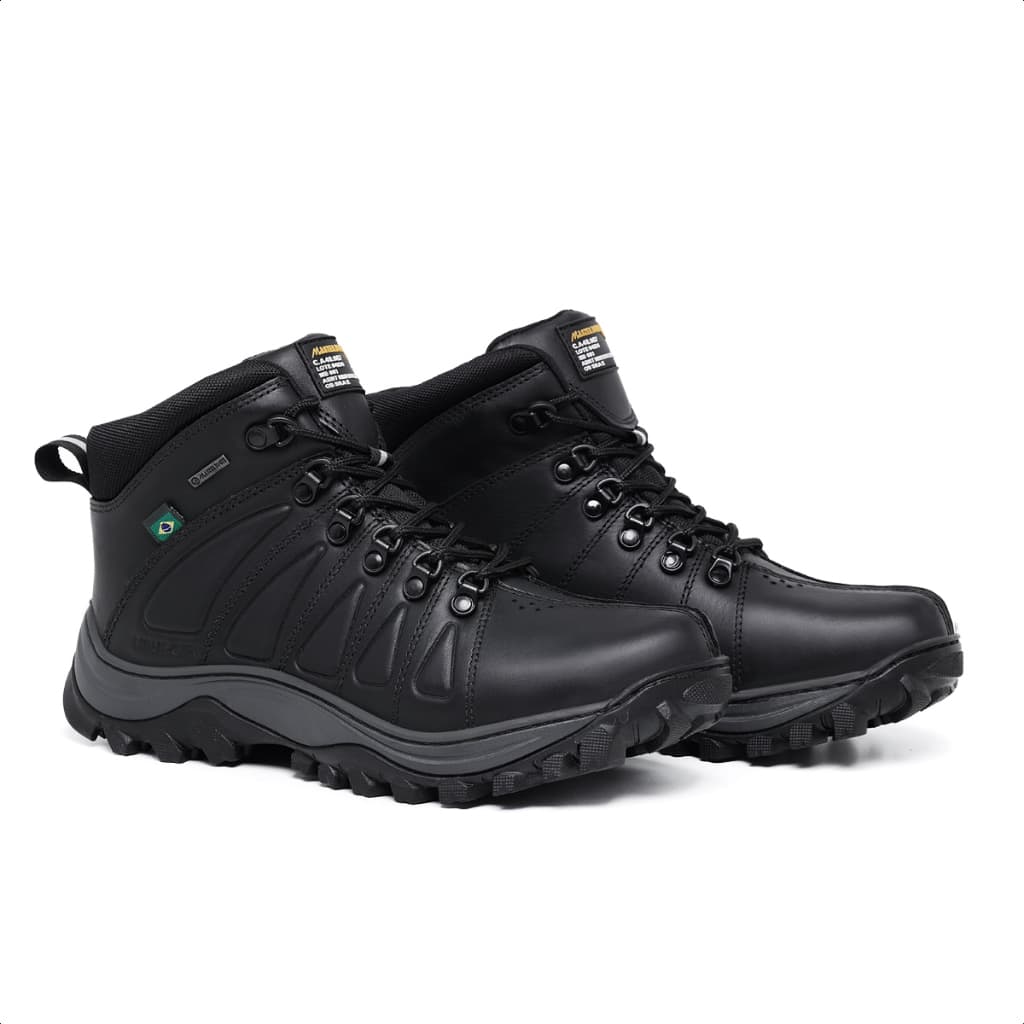 Bota em Couro Masculina Biqueira PVC para Trabalho Qualidade Dia a Dia Reforçado