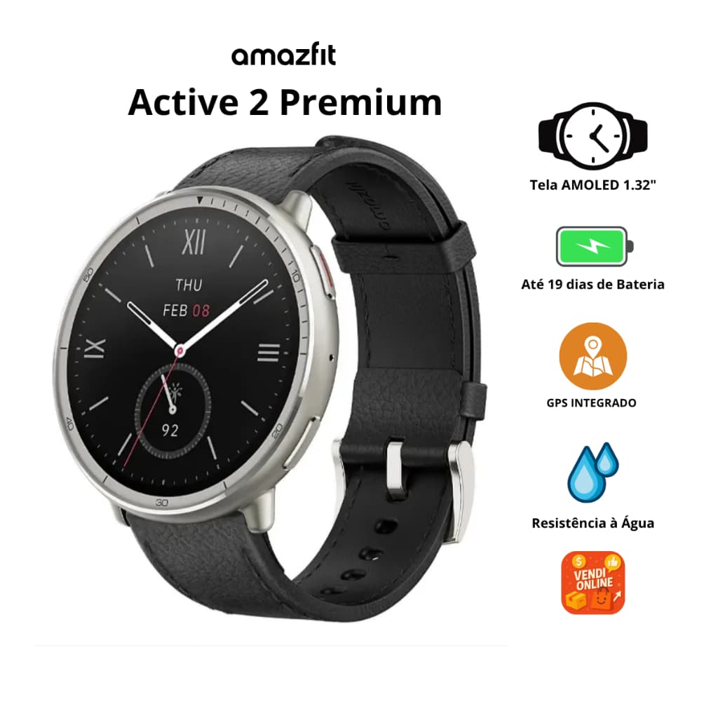 Smartwatch Amazfit Active 2 Premium AMOLED GPS 5ATM Versão Global Lacrado