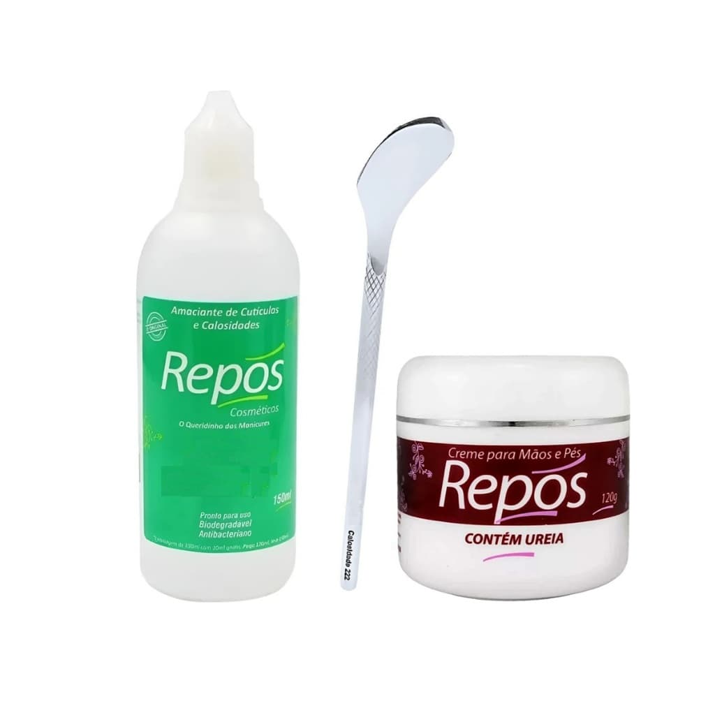 Kit Spa dos Pés Amaciante 150ml + Creme C/ureia Repos 120g + Bisturí Ref.222