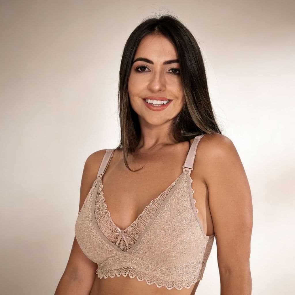 Kit 3 Sutiã Gestante Feminino Grávida Amamentação Detalhe Renda Abre Fácil 100% Algodão Confortavél
