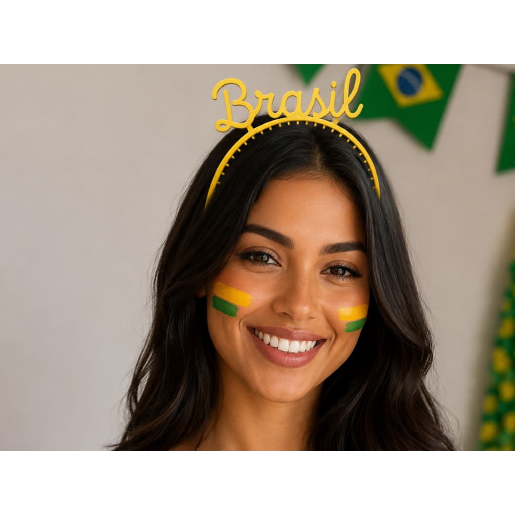 Tiara Brasil Copa do Mundo Torcida Personalizada Verde Amarela Azul