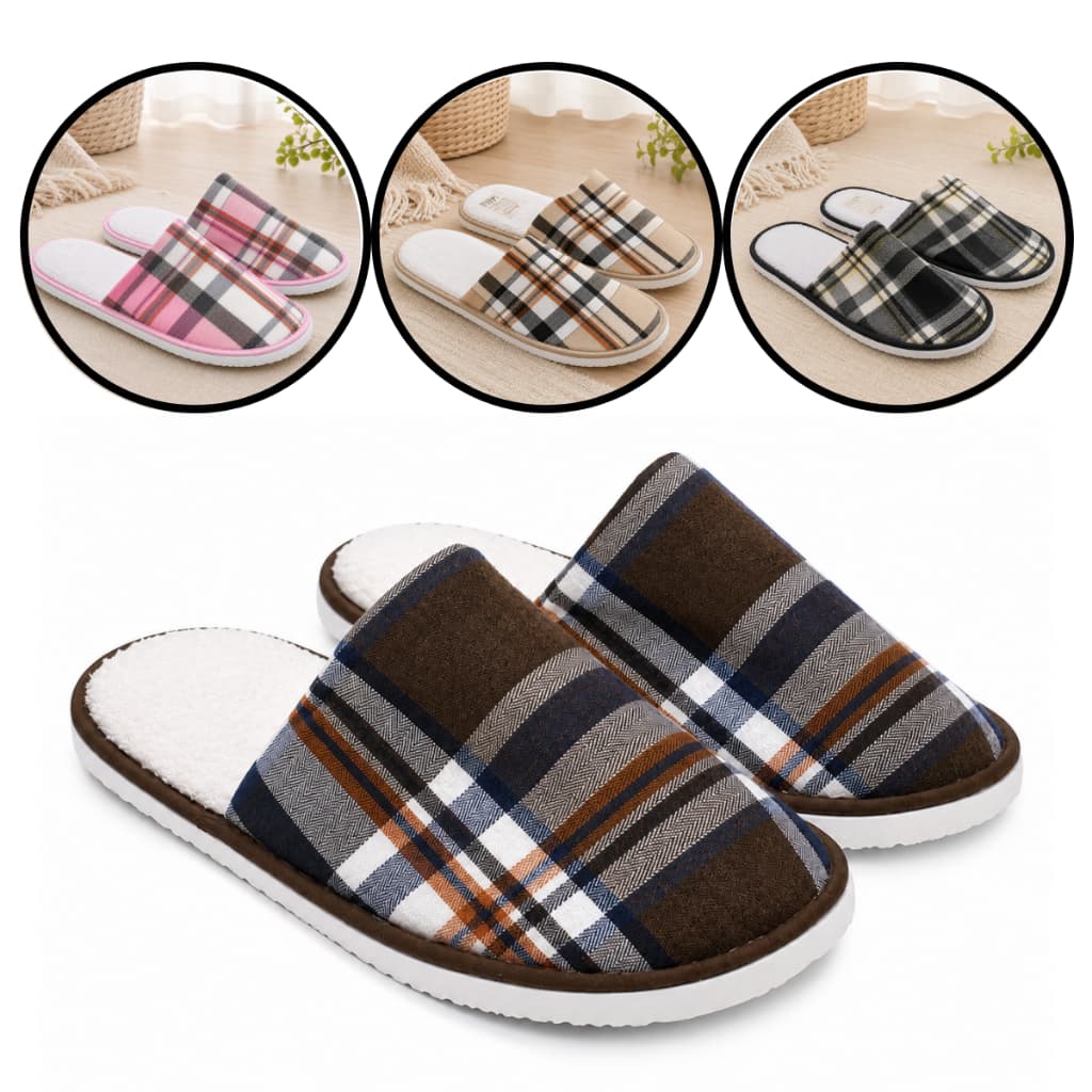 Pantufa Chinelo Xadrez Unissex Inverno Confortável Adulto