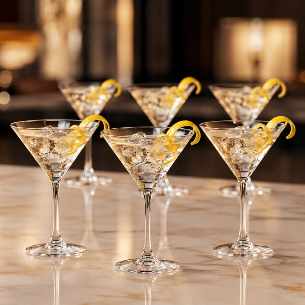 Jogo 6 Taças de Vidro para Martini 170ml Coquetel Drink Elegante Taça Longa