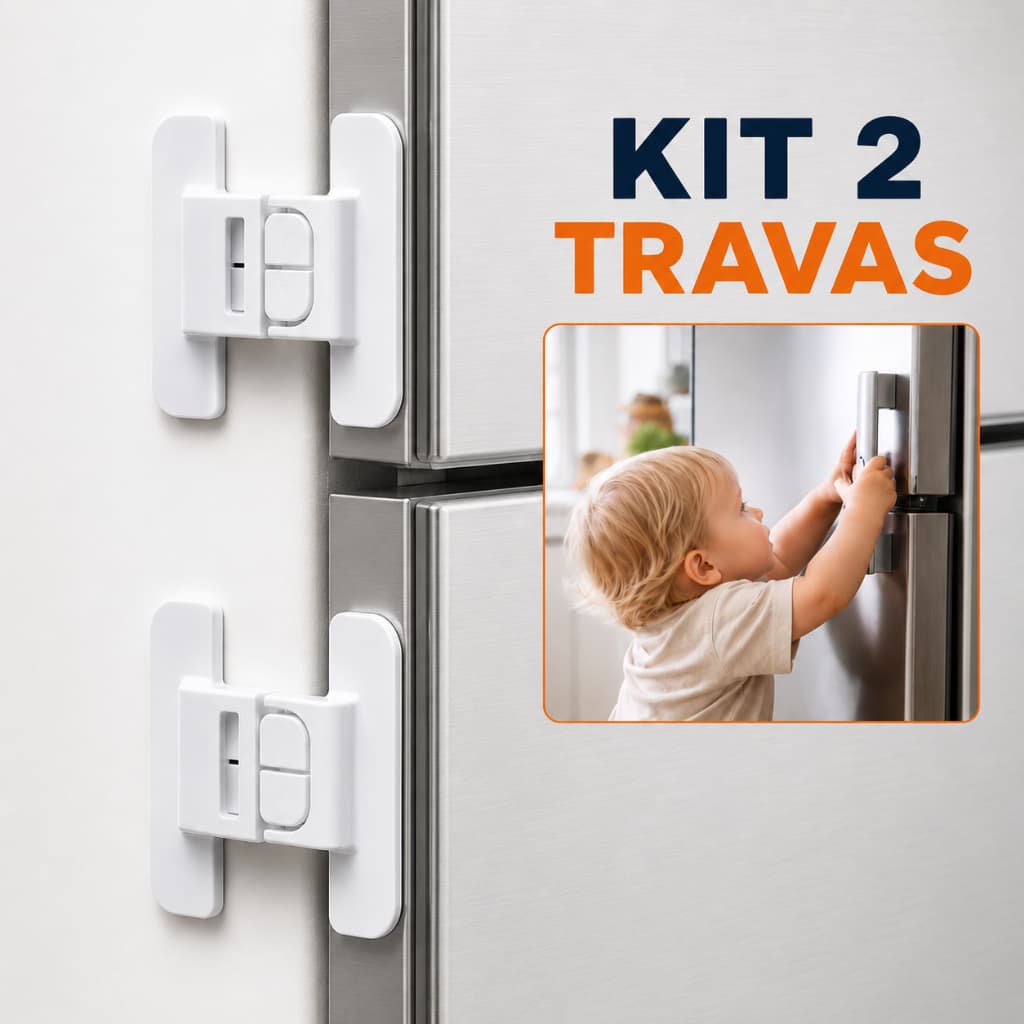 Kit 2 Travas Geladeira Segurança Infantil 3M Criança Armário Porta Gaveta