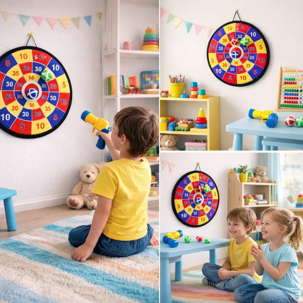 Jogo Dardo Tiro Ao Alvo Infantil Com Lançador + Bolinhas Velcro