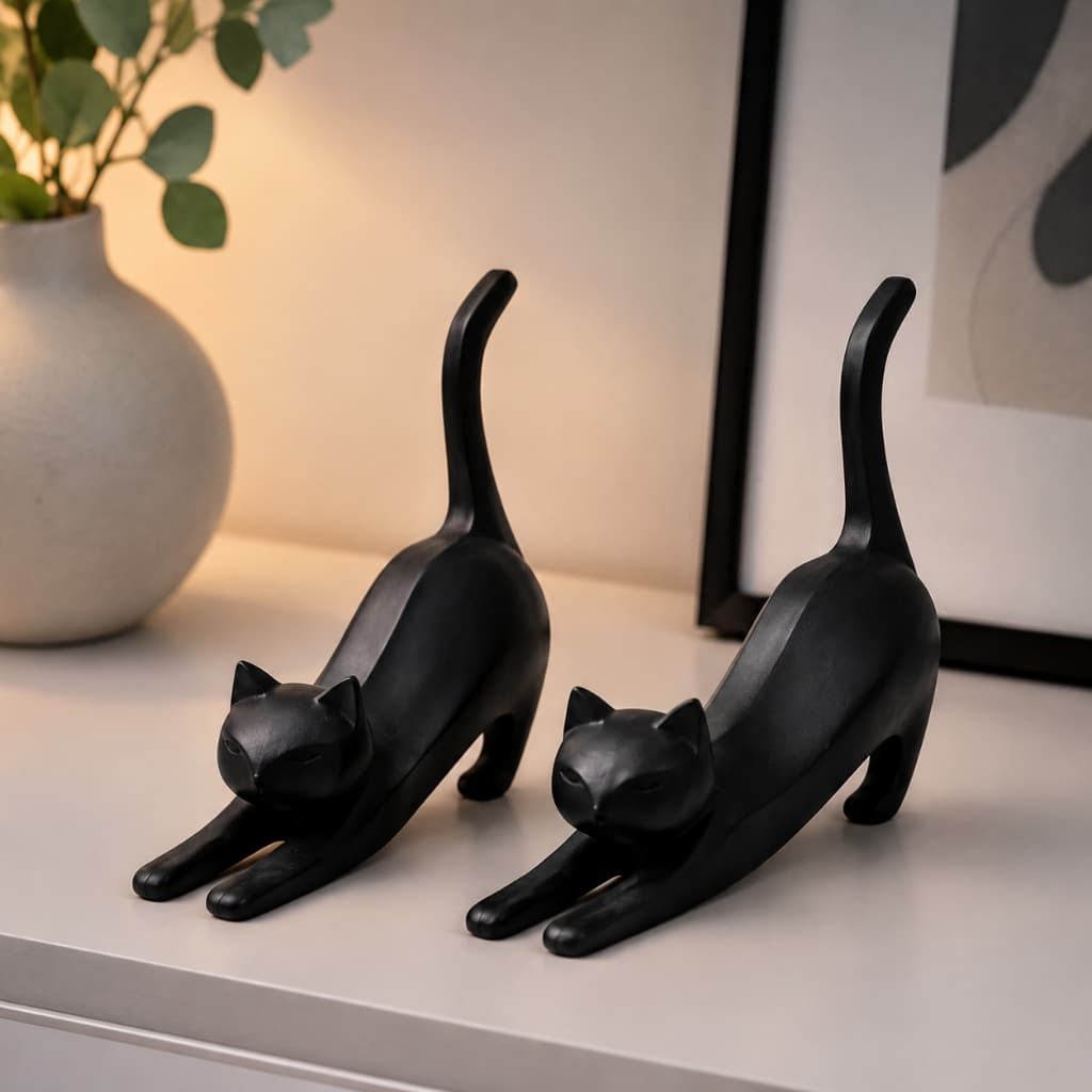 kit Gatos Decorativos Minimalistas Escultura Decoração Moderna Enfeite Sala Quarto Escritório