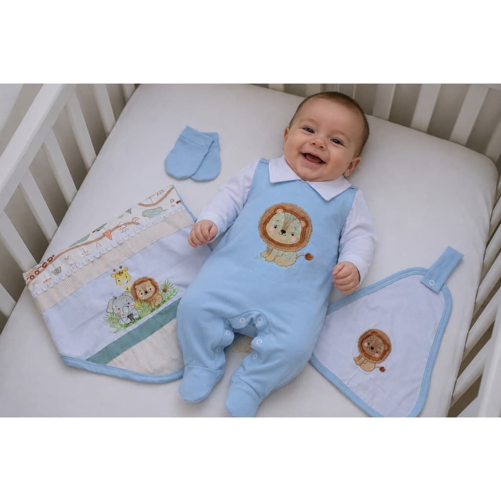 Saída De Maternidade Bebe Menina Menino Safari 5 peças  100% Algodão Varias Cores Roupa de Bebe