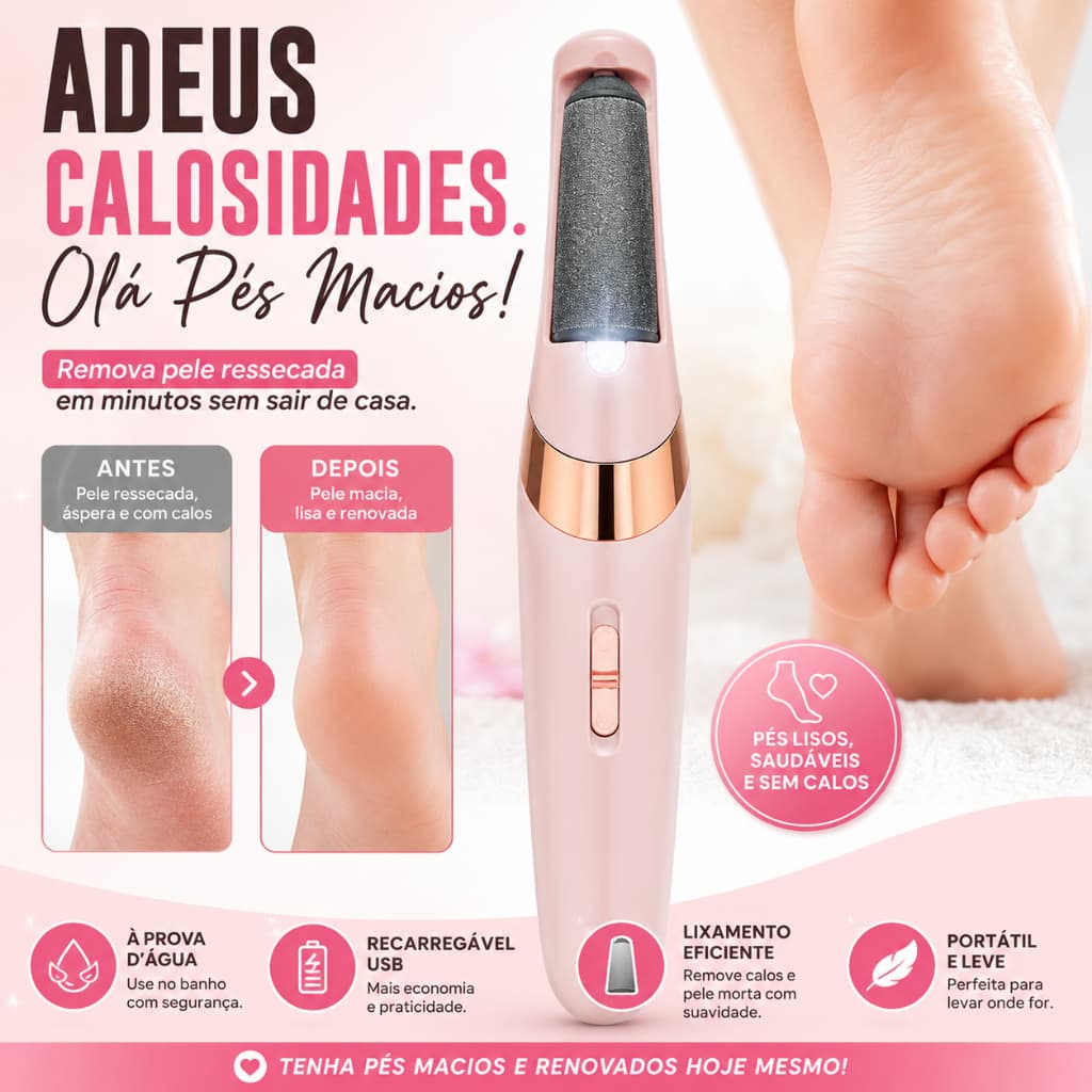 Lixa de Pé Elétrica Recarregável Removedor de Calos Pedicure Profissional À Prova D'Água USB
