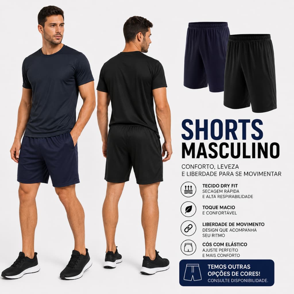 Kit 2 Shorts  Masculino Esporte Treino Futebol Academia Gls