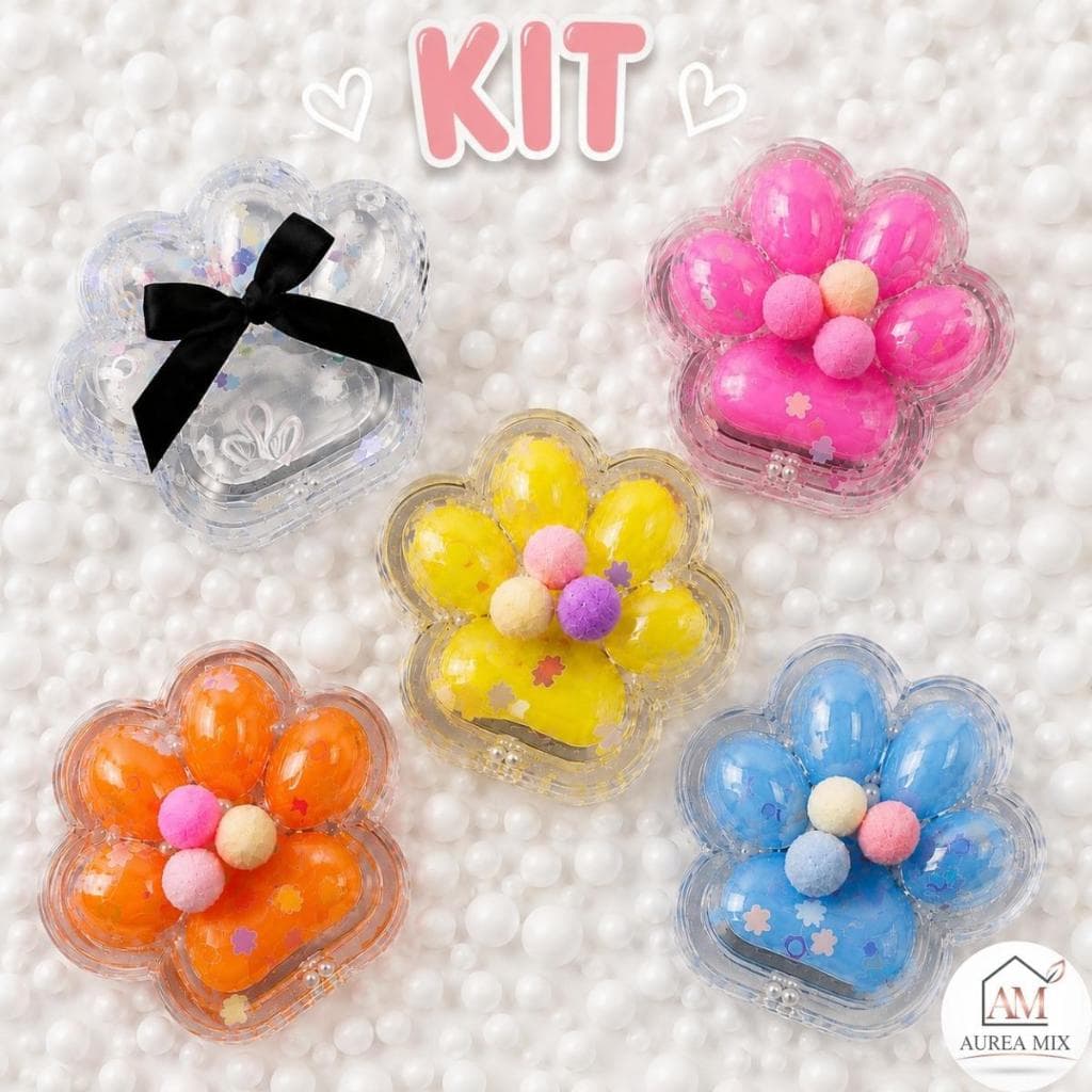 Kit Squishy Divertido Sensoriais Slime de Patinha Anti Stress Mochi Transparente Colorido Brinquedos
