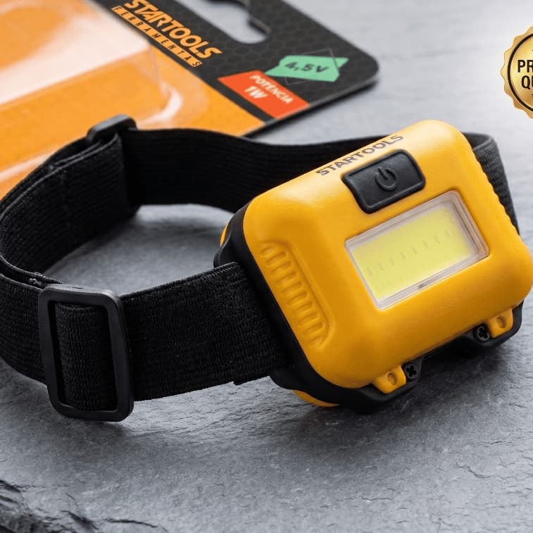 Lanterna de Cabeça COB Led Potente  Ajustável Prática Caminhada Camping Pesca Startools