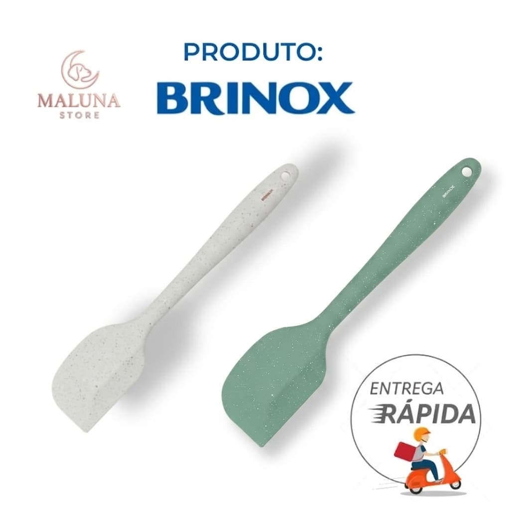 Espátula de Silicone Brinox Flex 28cm - Vanilla e Verde - Não Risca Panela