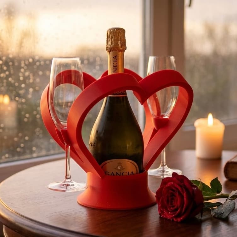 Porta Vinho e Porta Taças Coração – O Presente Perfeito para Celebrar o Amor