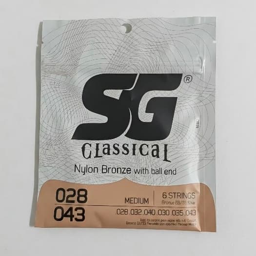 Encordoamento SG 028 Nylon Bronze 65/35 com Bolinha Cordas 028 043 Tensão Média para Violão
