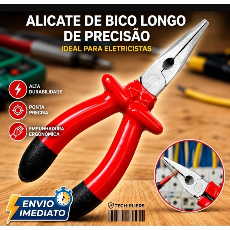 Alicate De Bico Fino Cabo Isolado Profissional 6' Polegadas.