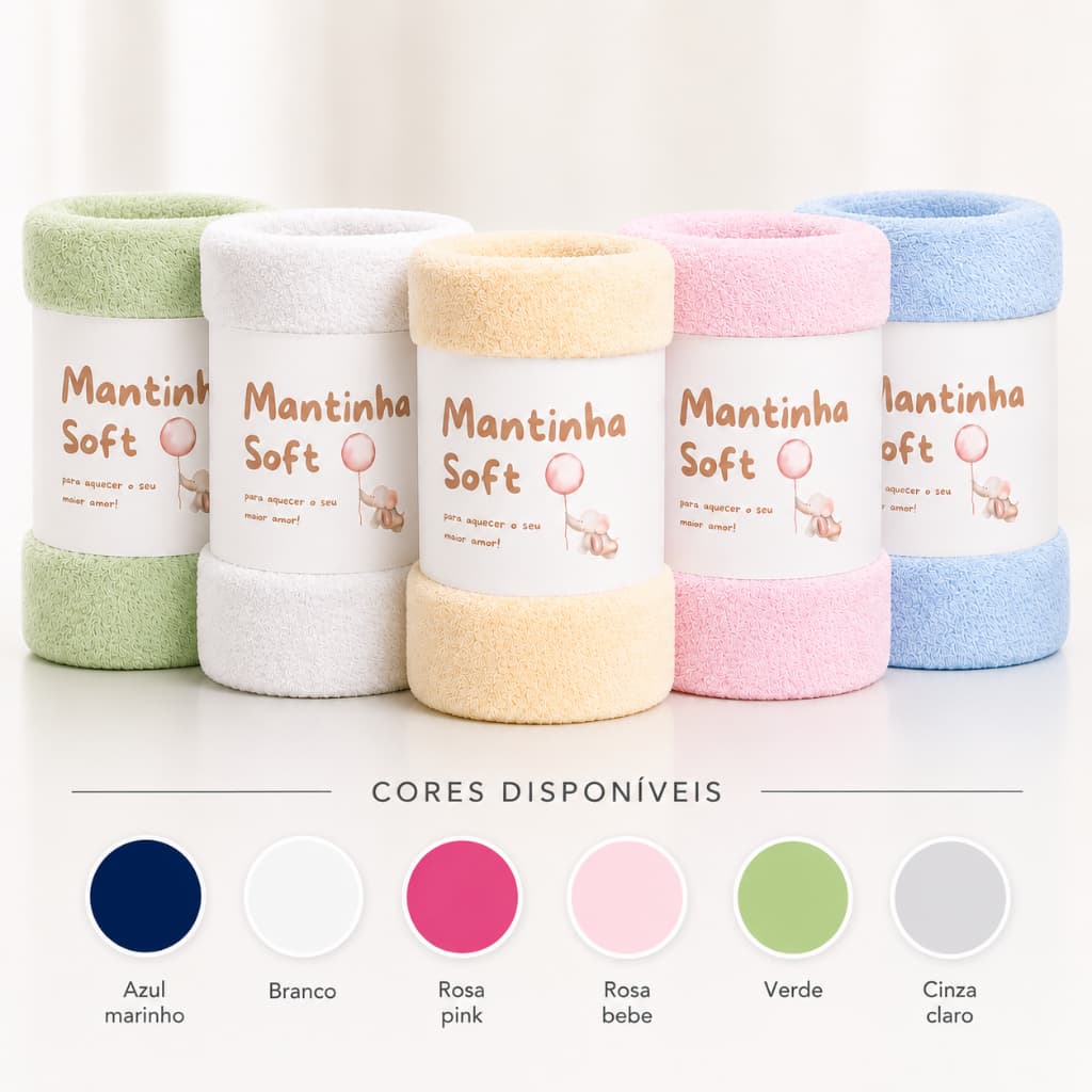 Kit 5 Mantas Cobertor Bebe Multiuso Microfibra 1,10x0,80 Cores Diversas