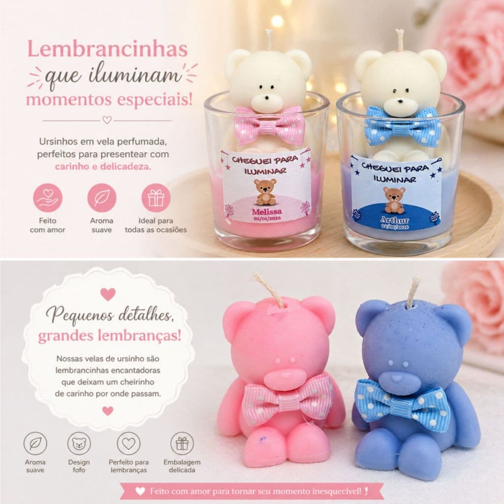 Vela Aromática Personalizada 20g em Latinha para Maternidade e Chá de Bebê