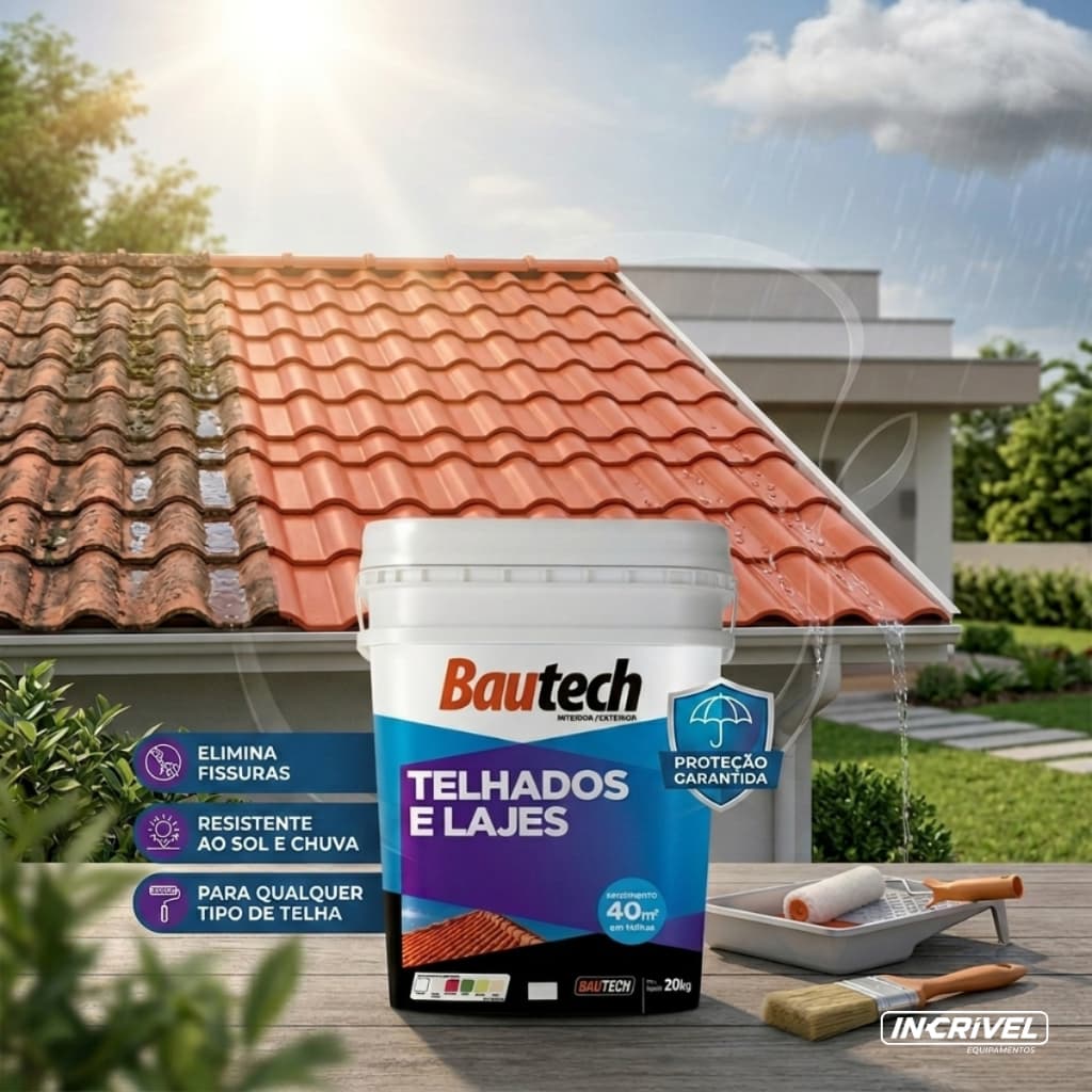 Tinta Líquida Telhados Lajes 20KG Paredes Fachadas Casa Interna Externa Cores Bautech Impermeabilizante