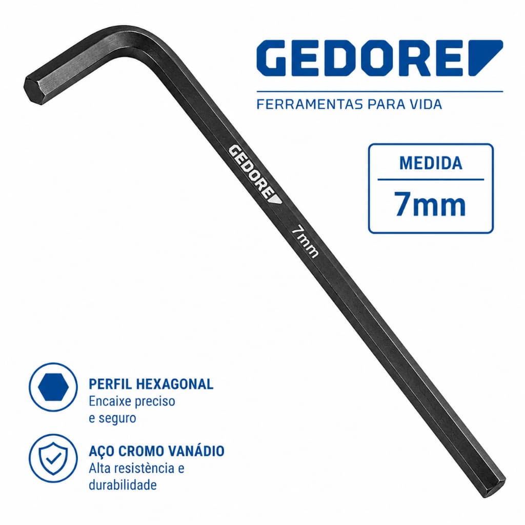 Chave Allen Longa 7mm - GEDORE Profissional