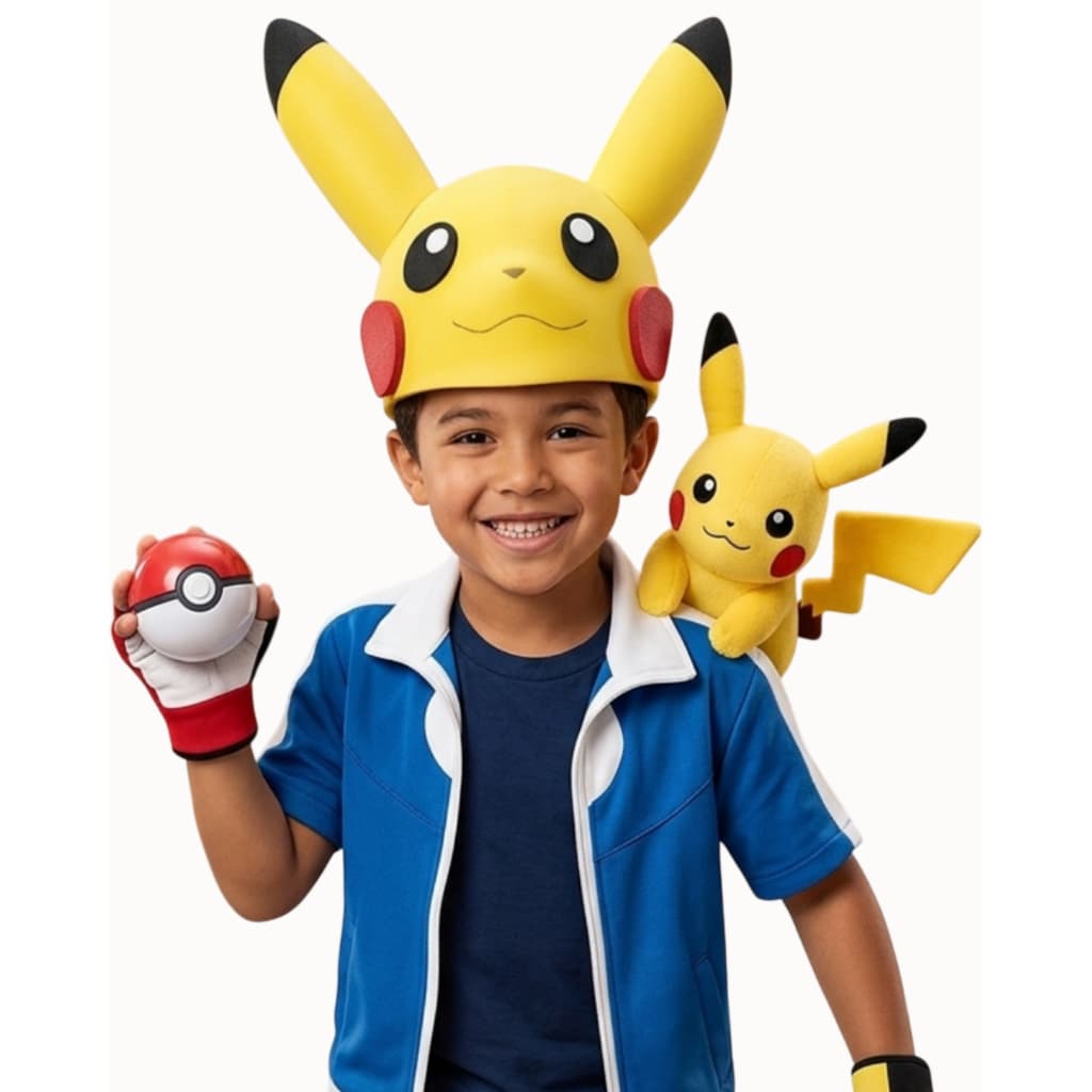 Chapéu Pikachu em Espuma 3D Infantil Fantasia Pokémon Cosplay Anime Festa Evento