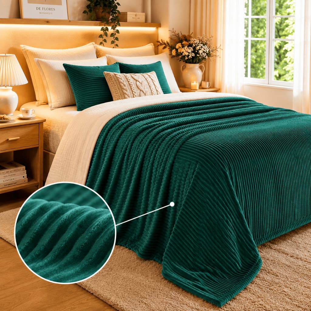 Manta Cobertor Casal Canelada Soft Flannel Microfibra Macia 2,00x1,80m Premium