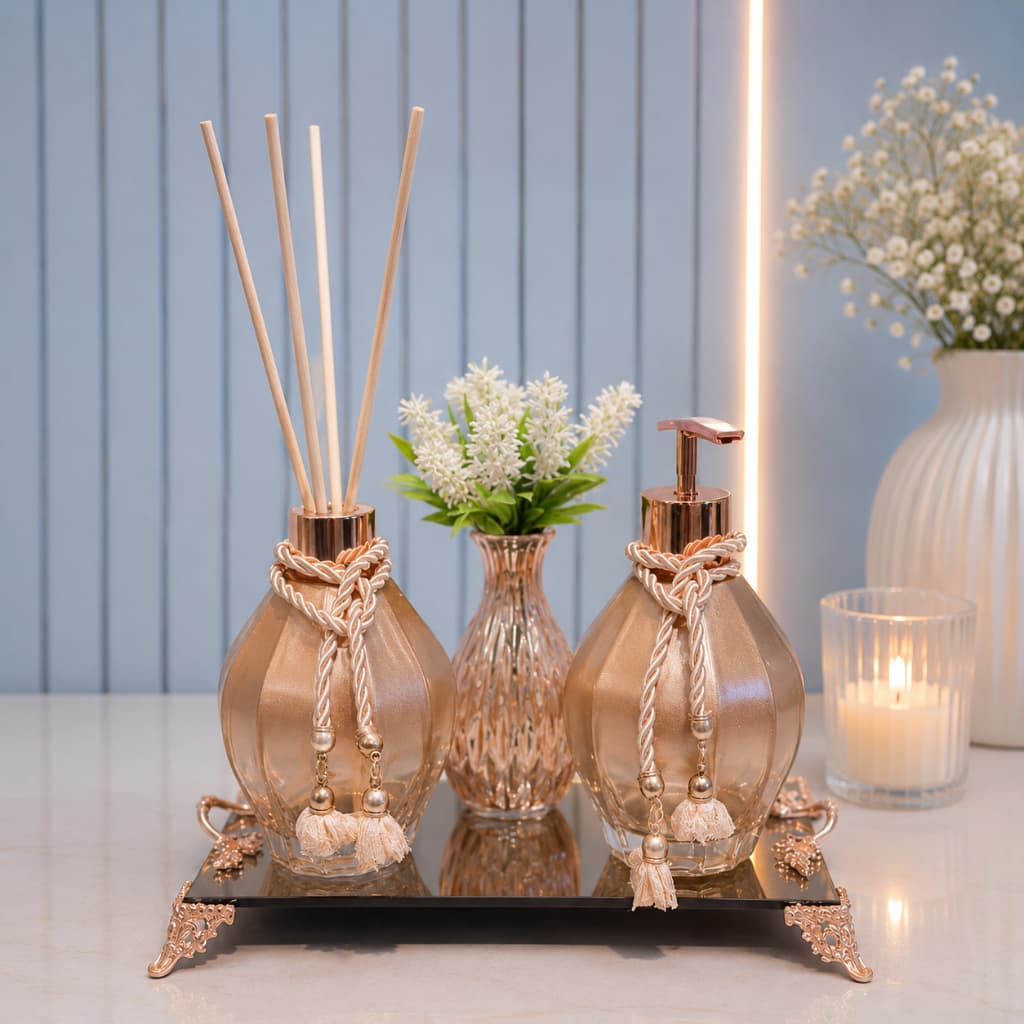 Kit Lavabo  Ouro Rose Gold Luxo 260ml - Kit Banheiro - Sala Escritório